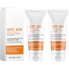 Utapossin 2 Pezzi Latte Solare SPF 100, Latte Solare Con Estratto di Riso, Sunscreen, Protezione Solare Contro le Allergie Solari, Texture Extra Soffice a Rapido Assorbimento, Pelli Sensibili