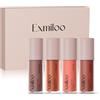 Exmiloo Set Rossetti Mini, 4 Colori - Tinta Labbra Matte & Gloss, Rossetto Liquido Leggero ad Alta Pigmentazione, Lunga Durata, Set Make Up Viaggio, Vegano e Cruelty Free (Timeless Nudes)