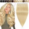 SEGO Extension Clip Capelli Veri Folta Fascia Unica Singole 60cm 105g 100% Remy Human Hair Ciocca Larga #613 Biondo Chiarissimo