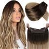 LaaVoo Extension Con Filo Invisibile Capelli Veri, Balayage Castano Scuro a Biondo Sporco 80g, Capelli Remy Lisci, Leggeri e Invisibili, per Uso Quotidiano, 30cm Colore 2-6-18
