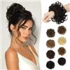 RUWISS Chignon Capelli Veri, Chignon Finto per Capelli Umani Ricci Ondulato Posticcio per Capelli Chignon con Elastico Donna (Marrone Scuro)