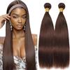 Lakaisa Straight Capelli Naturali Umani Donna Extensions Human Hair Bundles Sew in Hair Chocolate Brown Real Hair Extensions 2 Bundles Unprocessed Minimal Smell for Woman 30 30 Pollici