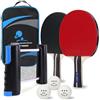 LOKI Set di racchette da ping pong con rete e palline a 3 stelle, racchetta da ping pong premium con approvazione ITTF, rete estraibile, borsa per il trasporto