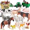 KNASON Animali Fattoria Giocattolo per Bambini,Set 23 Pezzi Giocattolo Fattoria con Figure di Animali Realistici,Trattore e Montaggio Recinto,Set da Gioco Educativo per Bambini di 3 4 5 Anni