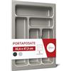LouMaxx Portaposate per Cassetti Larghi 40 cm - Vassoio per Posate 47,3 x 32,6 cm, Realizzato in Germania, Grigio Argento con 5 Scomparti e Angoli Robusti - Antirottura e Durevole