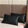 WUMIUER Set di 2 federe per cuscini in raso satin, 40 x 80 cm, colore nero - Morbide come federe in seta, con cerniera per cuscini da 40 x 80 cm - Fodera decorativa per cuscino