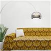Byour3 - Copridivano Puro Cotone 3 4 5 Posti Granfoulard Fantasia Damascato Salvadivano Telo Arredo Foulard Copritutto Salva Divani Ad Angolo Penisola destra sinistra (Damascato Gold, 3 posti)