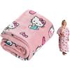Kanguru - Coperta pile indossabile, Hello Kitty, felpa hoodie oversize, soffice plaid copre fronte retro, permette di camminare ed usare le maniche, 80x90 cm, poncho bambina xxl, regali natale