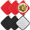 Scettar 6 Pezzi Cotone Presine da Cucina, 20 x 20 cm Rivestimento in Argento Guanti da Forno, Presine per Fornelli (Nero, Rosso)
