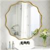 BEAUTYPEAK - Specchio rotondo da 60 cm, specchio da parete con bordo ondulato, cornice in alluminio, specchio rotondo da appendere e appoggiare, specchio rotondo da parete per camera da letto, bagno