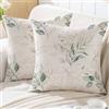 ViaElayu Federe Cuscini Divano 45x45 Eucalipto Cuscino Divano da Esterno Foglie Verde Acquerello Fodere Cuscini Decorativi Copricuscini da Giardino Verde Menta per Federa Cuscino Set di 2