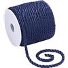 PH PandaHall 18m Cordino Decorativo Intrecciato 5mm Corda Intrecciata in Poliestere Blu Scuro, 3 Strati Filo di Corda per Decorazioni per la Casa Avvolgimento Regalo Natale Fai Da Te