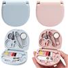 NAEBRO 4 Pezzi Mini Kit Da Cucito Da Viaggio Kit Da Cucito Portatili Scatola Kit Ago e Filo Tweezers,Scissors,Threaders,Needles,Paper Clips,Buckles,Threads,Per Viaggi All'Aperto Uso In Emergenza