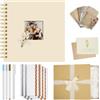Vienrose Album Fotografico Scrapbook Fai da Te, 20,5 x 20,5 cm DIY Kit Completo con Copertina in Tela, 40 Pagine Bianche Accessori, Regalo per Matrimonio, Nascita, Viaggi, Compleanni, Natale, Beige