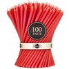 Danilovo - Candele in Cera d'Api, 100 Pezzi, Colore Rosso, Candele Decorative per Preghiera, per Rituali, Decorazione o Candele di Compleanno, 16 cm x 0,5 cm