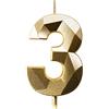 Deratta Candele Compleanno 0-9 Candela Numero 3 Decorazioni Torta Compleanno Candeline Compleanno Oro Candele per Feste Candelina 3 anni Bambini
