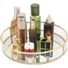 SLHEQING Vassoio Specchio Rotondo, Vassoio Portaoggetti di Metallo Vassoio da Bagno, Vassoio Decorativo Oro Porta Profumi per Vanità, Comò, Bagno, Camera da Letto (Dorato-A, 30L x 30l x 5H cm)
