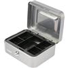 HMF Cassetta portavalori con chiusura a chiave, cassa con inserto portamonete, 5 scomparti per monete | 20 x 16 x 9 cm | Argento