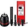 SCHWABENBACH® Set Mandrino Autoserrante 5 Pezzi 1,5-13 mm 1/2-20UNF - Con Adattatori SDS Plus, SDS Max, HEX e Bussola - Per Trapani e Avvitatori a Impulsi