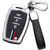 HIBEYO Chiave a scatto per chiave auto, adatta per SsangYong Tivoli Rexton Korando C Kyron 2 Sanka Actyon, custodia per chiavi, chiave a distanza, flip A, colore argento