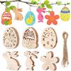 Kiiwah 36 Pezzi Decorazioni Legno Pasqua Dischi Legno per Decorazioni, dischetti Legno con Foro per Albero di Pasqua Fai da Te
