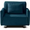 EVERGREENWEB MATERASSI & BEDS EVERGREENWEB Poltrona Letto 2 in 1 con Materasso Singolo 80x190 Ortopedico, Divano Prontoletto RICHIUDIBILE 1 Posto, Rivestimento Blu SFODERABILE, Braccioli Slim, Cuscino SUPERSOFT Incluso | EDITH