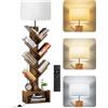 OUTONLIFE Libreria a Forma di Albero in Legno con Luce, Scaffale Autoportante a 6 Ripiani ad Angolo con Telecomando - Libreria Salvaspazio per Libri, CD, per Soggiorno, Studio, Ufficio