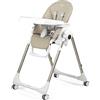 Peg Perego PEG Prima Pappa Follow Me Seggiolone Pappa Neonati Reclinabile, Funzione Sdraietta, 4 ruote, Pieghevole e Ultracompatto, per Bambini da 0 a 3 Anni (0-15 kg), Astral