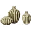 BROSTE COPENHAGEN - Set di 3 mini vasi Amalie - Verde - Ceramica smaltata