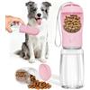 Liphier Bottiglia per cani portatile 2 in 1 per Viaggio(Rosa, 550ml)