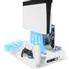 PALPOW Supporto di raffreddamento PALPOW compatibile con PS5 Pro/Slim/PlayStation 5, disco e caricabatterie digitale per accessori PS5 - Ventola a 3 velocità, illuminazione LED - Bianco