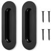 Lyaor Maniglia per porta scorrevole, 2 pezzi, in acciaio inox 304, spazzolato, 120 mm, nascosta, ovale, maniglia scorrevole, maniglia per mobili con vite per guardaroba, armadi, porte della camera