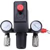 Yearninglife Regolatore di pressione 230 V con interruttore a pressione con 2 indicatori di misurazione, valvola di controllo del compressore, filettatura esterna 1/2, interruttore compressore 0-12 bar