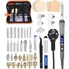 FAOKZE Set saldatore pirografico,60W Temperatura Regolabile 200°C-450°C,Interruttore ON/OFF,Pirografo Legno per Intaglio/Saldatura/Goffrare/Arte DIY Saldatore Kit.