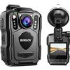BOBLOV M5 256GB Fotocamera corpo di polizia, GPS 1440P montata sul corpo, batteria incorporata 4200MAH Bodycam, IP67 e IR per forze dell'ordine con supporto di aspirazione per auto (256GB)
