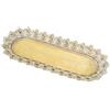 DRW Vassoio allungato con testiere arrotondate decorato in resina dorata 2,5 x 29 x 11,5 cm