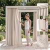 ROOM99 Tenda da esterno con nastro arricciato, 155 x 220 cm, larghezza x altezza, per esterni, resistente alle intemperie, impermeabile, protezione solare, da giardino, antivento, beige chiaro