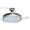 DRW Ventilatore da soffitto con 3 pale retrattili in metallo e acrilico con luce in pelle luminosa 53x106x106 cm