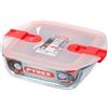 Pyrex Cook & Heat contenitore quadrato per alimenti in vetro borosilicato con coperchio sfiatavapore per il microonde - cuocere in forno, conservare & riscaldare - 20x17cm -