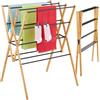 Relaxdays Stendibiancheria Pieghevole, Stendino Verticale a Torre, 12 Aste, HLP: 93 x 70 x 62 cm, in bambù e Ferro, Nero