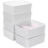 Cetomo Scatola portaoggetti in plastica per lingerie, calze con coperchio, organizzatore per calzini, organizer impilabile, cestino per guardaroba, grigio (31 x 24 x 11 cm)