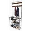 Relaxdays Appendiabiti, 4 Ripiani per Scarpe, 2 Barre con Ganci, H 190 x L 80 x P 30 cm, Ferro, Nero/Brown