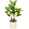 Flair Flower Albero di limone artificiale con frutti in vaso, 40 cm, pianta artificiale, albero di agrumi, decorazione di frutta, pianta artificiale, per soggiorno, ufficio, cucina, facile da pulire
