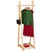 Relaxdays Appendiabiti con Ripiano Portascarpe, Guardaroba con Asta, Autoportante, 153 x 62 x 45 cm, in Legno, Naturale
