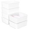 Cetomo Scatola portaoggetti in plastica per Lingerie e calzini con coperchio, organizzatore per calzini, organizer impilabile, cesto appendiabiti, bianco (31 x 24 x 11 cm)