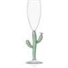 Ichendorf Milano Flute Cactus Verde opaco, Collezione Desert Plants, 16 cl, Vetro Borosilicato, Fatto a Mano