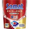 Somat Excellence Premium 5 in 1 Caps (134 Caps), pastiglie per lavastoviglie ad alta risoluzione con extra Boost, i tappi Somat rimuovono anche i residui di cibo secchi e ostinati