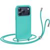 N NEWTOP Cover CV35 Compatibile iPhone 17 Pro, Custodia TPU Silicone Semi Rigido Case Liscia Guscio Laccio Tracolla Cellulare Girocollo Collana Protettiva Anti Urto Laccetto Regolabile (Turchese)