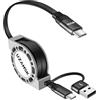 UZAHSK Cavo di ricarica retrattile 4FT USB C cavo di ricarica con ricarica rapida e cavo di ricarica USB C a USB, cavo da 60 W USB a USB C per iPhone, Android, tablet, grigio