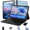 ZIOVO Tablet 10 Pollici Tablet Android 14, 22GB RAM+128GB ROM (TF 1TB), 5G WiFi/Supporto Widevine L1/Octa-Core/8000mAh/Corpo Metallico/8+5MP/BT 5.0, 2 in 1 Tablets con Tastiera e Mouse - Blu
